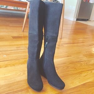 Rockport tall suede boots with wedge heel NIB